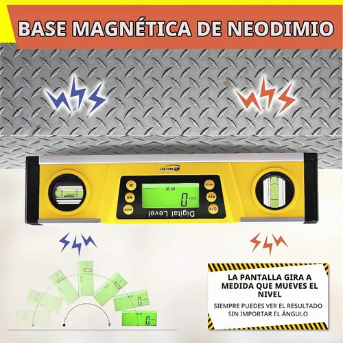 Vista 4 de Herramienta digital de nivel magnético – Nivel de torpedo y transportador de 10 pulgadas – Precisión maestra – IP54 a prueba de polvo e impermeable