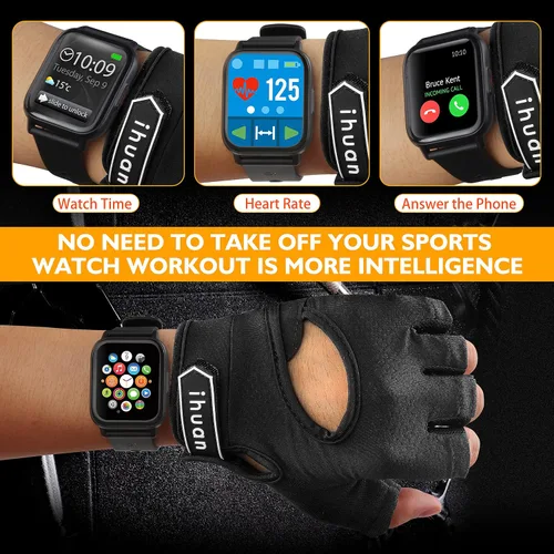 Vista 6 de Ihuan Nuevos Guantes de Entrenamiento Transpirables para Hombres y Mujeres - Sin Más Sudor y Protección Completa de la Palma para Gimnasio