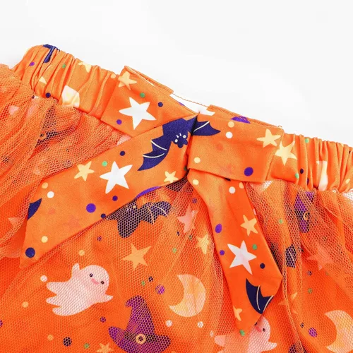 Vista 7 de URMAGIC Baby Girls My 1st Halloween Outfits Costumes Tutu Skirt Sets Pumpkin Ghost Outfits Newborn Romper Tulle Skirt