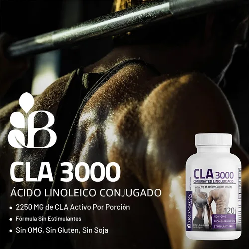 Vista 3 de Bronson CLA 3000 de potencia extra alta apoya la gestión de peso saludable, masa muscular magra, ácido linoleico conjugado no estimulante, 90