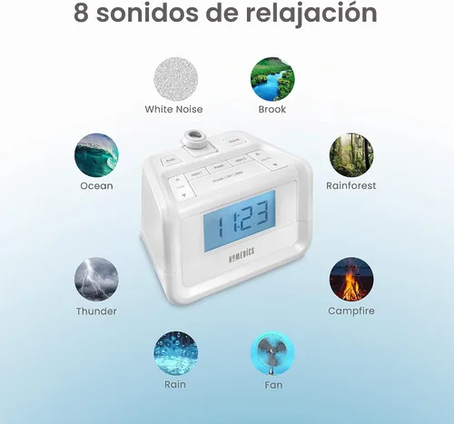 Vista 3 de Radio digital FM con reloj y tiempo de proyección de HoMedics Soundspa