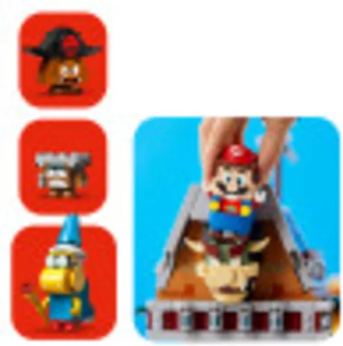 Vista 4 de LEGO Kit de construcción de 1,152 piezas de dirigible de Super Mario Bowser, revela el interior detallado, incluye Kamek, llave rocosa, Goomba