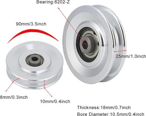 Vista 3 de Ejoyous Aluminium Alloy Fitness Cable Pulley Exercise Strength Training Bearing Pulley Wheel