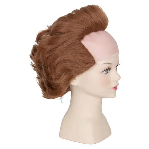 Vista 7 de Miss U Hair - Peluca corta ondulada de caoba para niños, peluca de payaso calvo para niños, pelucas de fiesta de Halloween