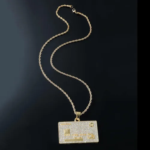 Vista 4 de LUREME Iureme Hip Hop Collar con colgante de tarjeta de visa de crédito, collar de cadena de 24 pulgadas, joyería para hombres y mujeres, regalos
