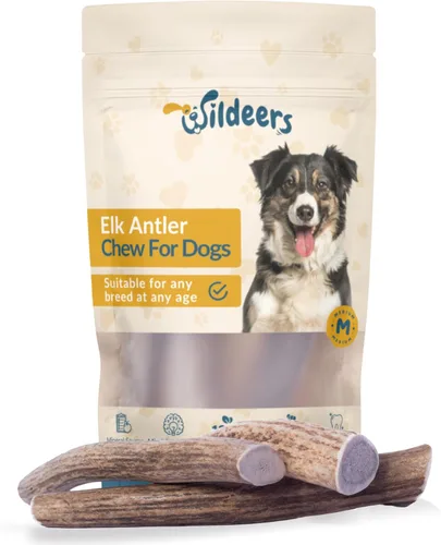 Vista 11 de Wildeers Cuernos de alce para perros pequeños, paquete de 3, ricos en minerales, masticables de hueso de cuernos de perro, fabricados en Estados