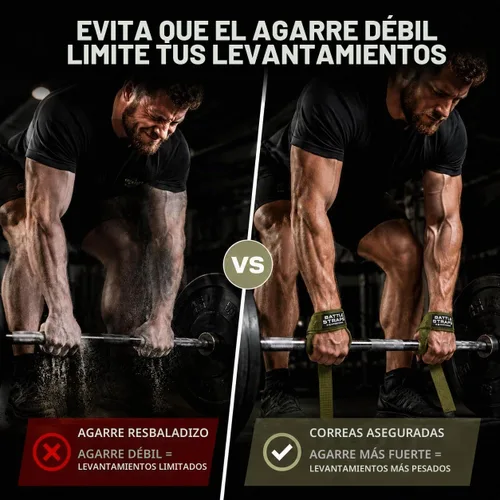 Vista 2 de Battle Bunker Lifting Wrist Straps for Weightlifting - Deadlifts & Pull-Ups Verde OD