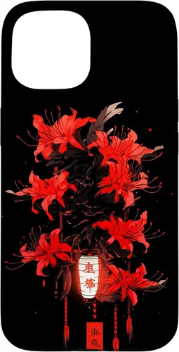 Vista 6 de iPhone 16 Red Spider Lily Funda de anime de manga estética japonesa japonesa