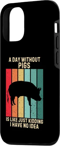 Vista 2 de iPhone 15 Vintage A Day Without Pigs I Have No Idea Animals Lover Case