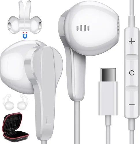 Vista 10 de Auriculares USB C con cable para Samsung S26 S25 Ultra S24 S23 Fe S22 Negro