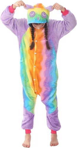 Vista 4 de Disfraz de franela para niños, disfraz de Halloween, Pascua, animales, cosplay para niñas y niños, una pieza