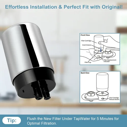 Vista 5 de Reemplazo del filtro de agua – Compatible con filtros Brita Faucet – Paquete de 3 – Se adapta a todos los filtros de agua Brita Tap LTF-003S