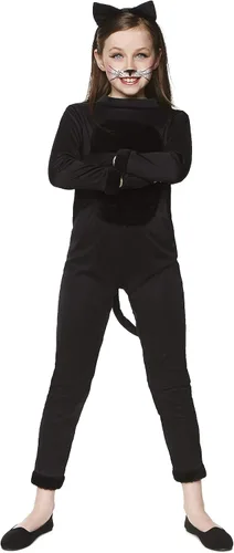 Vista 2 de Disfraz de gato para niña, para Halloween, accesorio de fiesta de disfraces, extragrande, negro