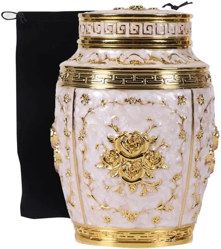 Vista 10 de Urna para cenizas humanas mujer adulta - Urna de cremación con flor de rosa para mamá - Urna funeraria para mujeres hecha de aleación de zinc