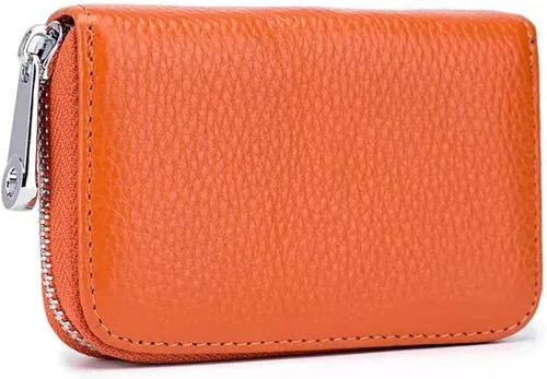 Vista 7 de EASTNIGHTS Porta Tarjetas de Crédito RFID de Cuero Genuino Cartera de Tarjetas de Crédito con Cremallera Verde oscuro