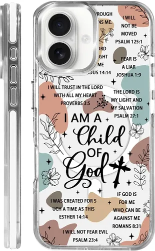 Vista 34 de Funda para iPhone 13/14 [compatible con Magsafe], funda magnética transparente de silicona a prueba de golpes con patrón de versículos de la Biblia