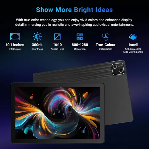 Vista 3 de Tableta, tableta de 10 pulgadas Android 15 con procesador Octa-core, 30GB+128GB+2TB Expand, 6200mAh, 15W carga rápida, pantalla IPS HD 1280x800