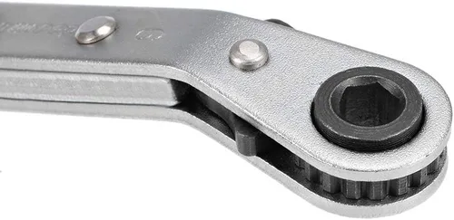 Vista 4 de uxcell Llave de trinquete reversible, extremo de caja doble de desplazamiento de 0.236 in x 0.276 in, Cr-V