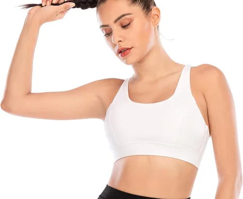 Vista 48 de Brasieres deportivos para mujer, con relleno, tipo camiseta sin mangas, sexis, con espalda cruzada, de alto impacto, largos, ideales para practicar