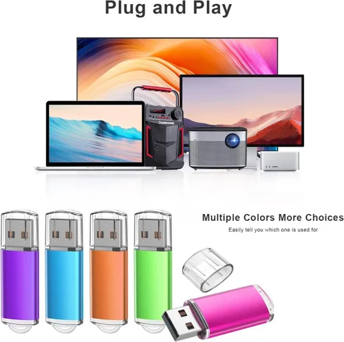 Vista 7 de K&ZZ Unidad flash USB de 4 GB, paquete de 5 unidades USB 2.0, unidades flash USB 2.0 de fácil almacenamiento, unidad de pulgar 4G Gig Stick Zip