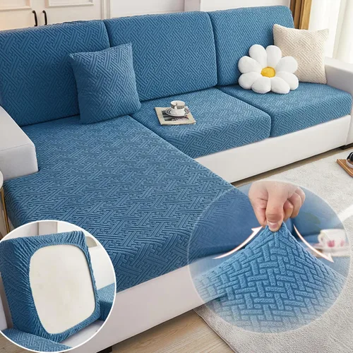 Vista 10 de Funda universal para sofá resistente al desgaste, protector de sofá elástico antideslizante, se adapta a sofás seccionales, de 3/4 plazas, lavable a