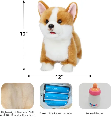 Vista 2 de CU-MATE Juguetes eléctricos de peluche para perros de 12 pulgadas, juguete electrónico de peluche para perro, robot interactivo, juguete interactivo