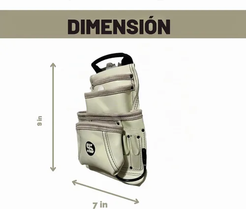Vista 5 de Versátil bolsa de herramientas de cuero de grano superior de 10 bolsillos con martillo y soporte de cinta, accesorio para cinturón, ideal