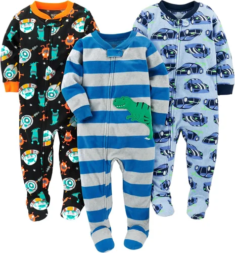 Vista 11 de Simple Joys by Carter's Pijamas de forro polar con pies de ajuste holgado y resistentes a las llamas para bebés varones Zorro azul/cocodrilo