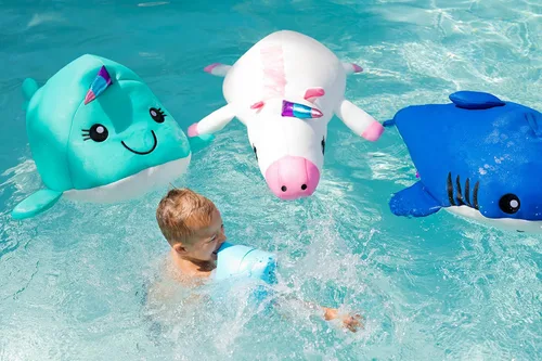 Vista 5 de Posh Creations Narwhal - Fideos y flotadores de piscina con EPS para niños, diversión no inflable para saltar, descansar y montar en la piscina