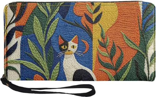 Vista 8 de Coldinair Cartera de piel sintética con cierre de cremallera para mujer, con bloqueo RFID, monedero para teléfono con correa para viaje, Añade tu