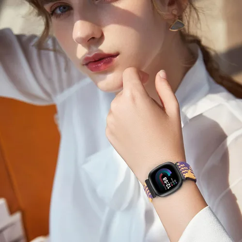 Vista 6 de Paquete de 6 bandas elásticas de nailon compatibles con Fitbit Versa 4 / Fitbit Sense 2 / Fitbit Versa 3 / Fitbit Sense, correas de repuesto