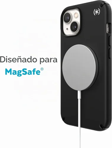 Vista 3 de Speck Presidio2 Pro + MagSafe - Funda para iPhone 14 Plus con revestimiento Microban (negro/negro/blanco)