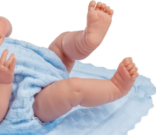 Vista 6 de Muñeca de bebé anatómicamente correcta de niño real Muñeca de bebé de 15" totalmente de vinilo JC Toys - La Newborn Fabricada en España Azul