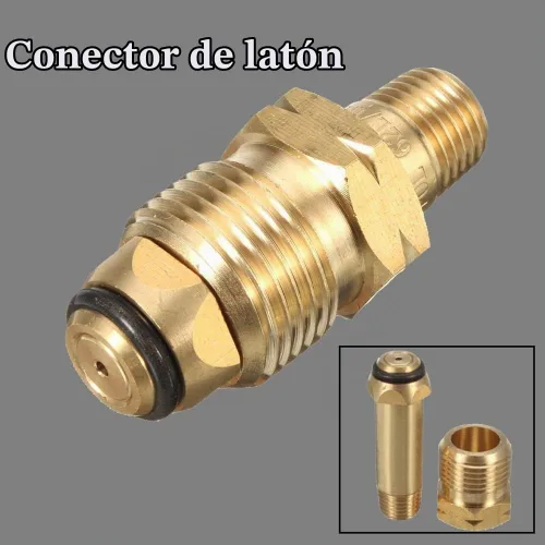 Vista 2 de 2 paquetes de adaptadores universales de tanque de cilindro de gas de propano LP LPG de montaje de conector de latón de flujo completo 1/4 '' 0.236