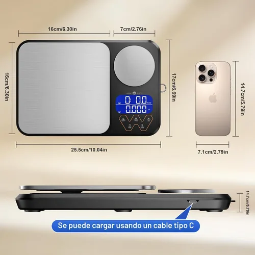 Vista 6 de Peso dual recargable de las básculas de la cocina de la comida