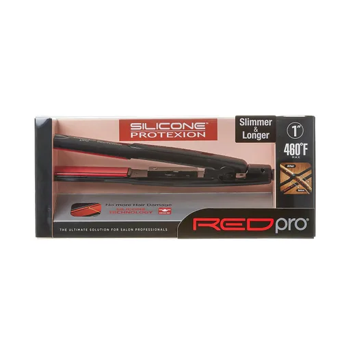 Vista 4 de Red Pro - Plancha plana de silicona Protexion de 1 pulgada, ajuste de temperatura ajustable, ultrafino, ligero, adecuado para todo tipo de cabello