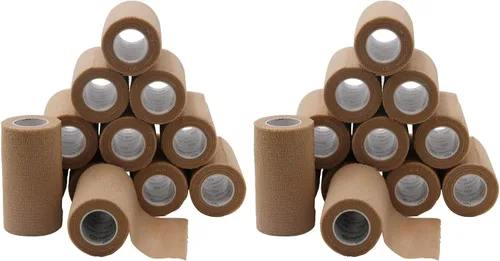 Vista 9 de Vendajes cohesivos autoadherentes, 6 unidades de 4 pulgadas x 5 yardas, rollos de vendaje no tejidos autoadhesivos (color de la piel)
