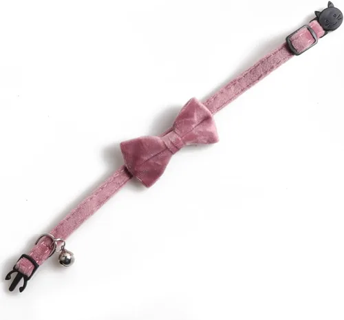 Vista 3 de Love Dream Collar de gato con pajarita y campanas, paquete de 2 collares de terciopelo de seguridad para gatitos con pajarita extraíble para gatos