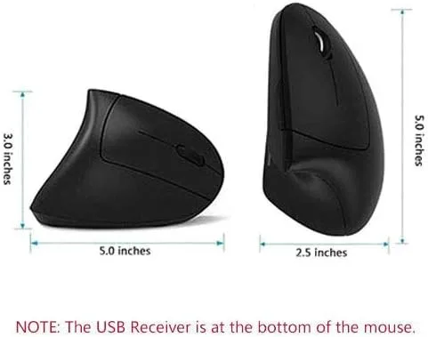 Vista 7 de Acedada Mouse ergonómico, mouse inalámbrico vertical, mouse Ergo óptico recargable, 80012001600 DPI, 5 botones para laptop, escritorio, PC, MacBook
