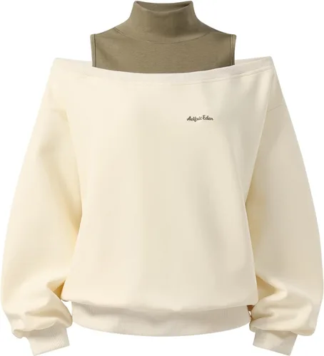 Vista 10 de Aelfric Eden Sudadera de cuello alto falso con hombros descubiertos para Gris Stone