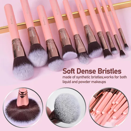 Vista 6 de Bueart Design Juego de 30 piezas de brochas de maquillaje profesional de lujo con estuche extra grande para base, mezcla facial, colorete
