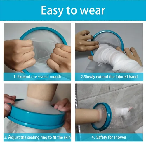 Vista 6 de Tideshake Fundas de fundición 100% impermeables para brazo de ducha para adultos, protector reutilizable de medio brazo, bolsa de fundición, funda