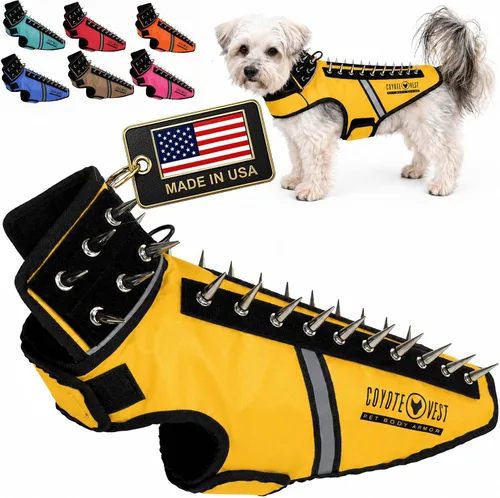 Vista 32 de CoyoteVest SpikeVest - Chaleco de arnés para perro, accesorios reflectantes para perros con picos para proteger a tu mascota de ataques de Raptor