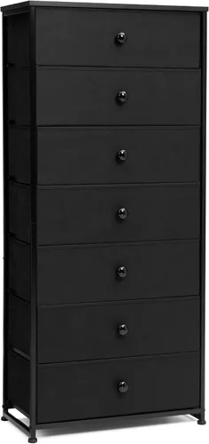 Vista 14 de Crestlive Products Tocador alto, torre de almacenamiento de 7 cajones de tela, cómodas - Unidad organizadora vertical para dormitorio, pasillo