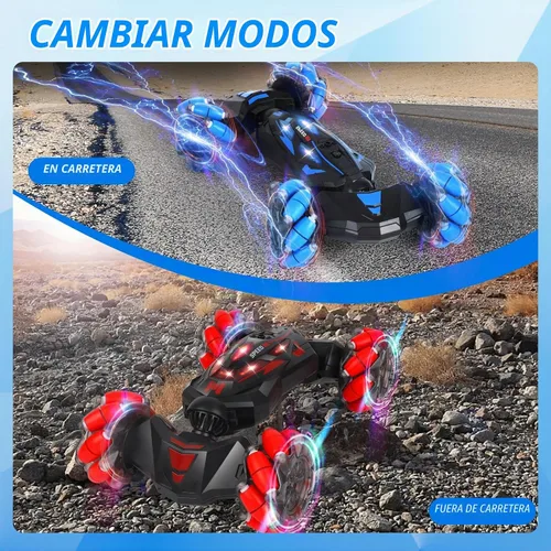 Vista 3 de Auto de acrobacias RC, auto de juguete con control remoto de 2.4 GHz, 4WD, con sensor de gestos, vehículos de doble cara, vehículo todo terreno que