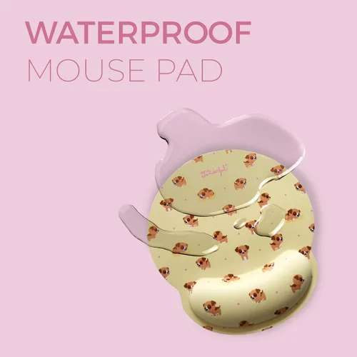 Vista 4 de WONDEE Mr Wonderful Gel Mouse Mat with Wrist Rest Dog Design - Ergonomic Mouse Mat with Hand Rest The Power of Joy - Gifts for Girls and Women