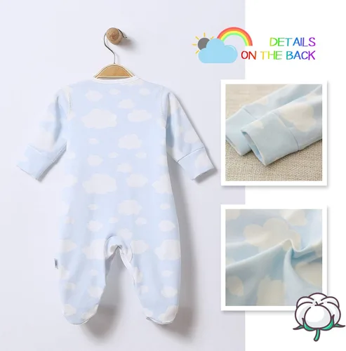Vista 4 de AIBEIYI - Mono de manga larga con pies para bebés y niñas con botones y pies