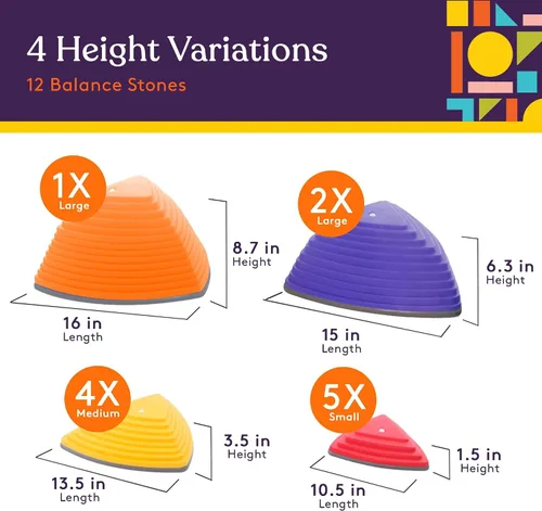 Vista 2 de Special Supplies Stepping Stones for Kids Indoor and Outdoor Balance Blocks Promote Coordination, Balance, Strength Child Safe Rubber, Non-Slip