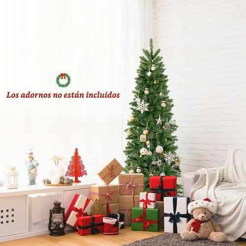 Vista 8 de GOFLAME Árbol de Navidad preiluminado de 5 pies, árbol de Navidad artificial con 180 luces LED, 10 modos de luz, 390 puntas de rama, soporte