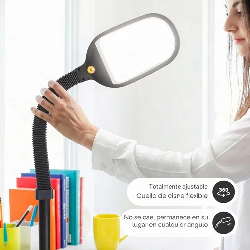 Vista 3 de Brightech Litespan - Lámpara de Pie LED Brillante para Lectura Sobre Silla, Manualidades y Lectura, Luz de Esteticista para Extensiones de Pestañas